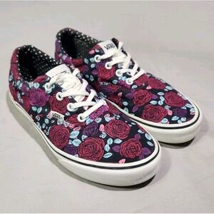 VANS 8.5 Doheny Romantic Floral Flower Low Skate Shoes Red Pink Roses